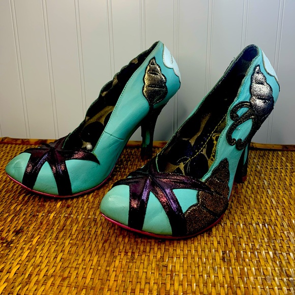 Irregular Choice Shoes - Irregular Choice Turquoise and Black Heels